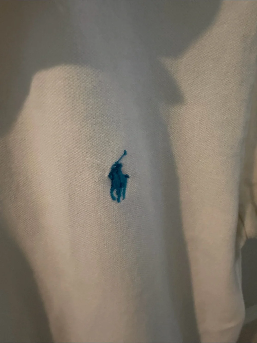 Ralph Lauren White Polo with Teal Pony Embroidery